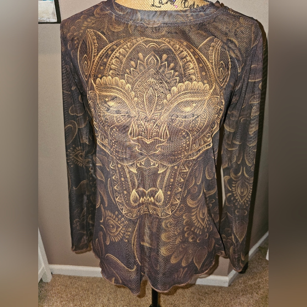 Elegant Mandala Long Sleeve Blouse